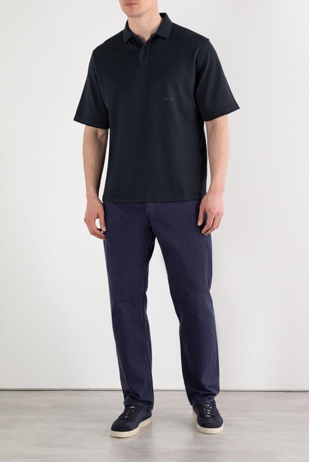 Stone Island blue men's cotton polo with hidden fastener 187553 - photo 2
