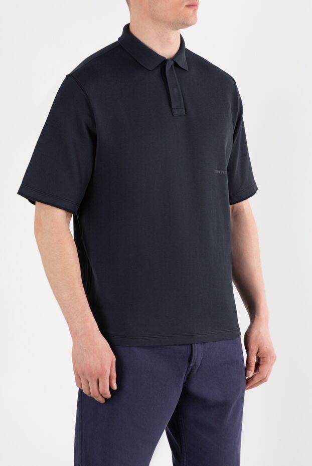 Stone Island blue men's cotton polo with hidden fastener 187553 - photo 3