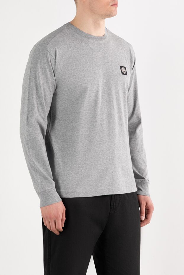 Stone Island gray cotton crewneck sweatshirt with signature patch 187555 - photo 3