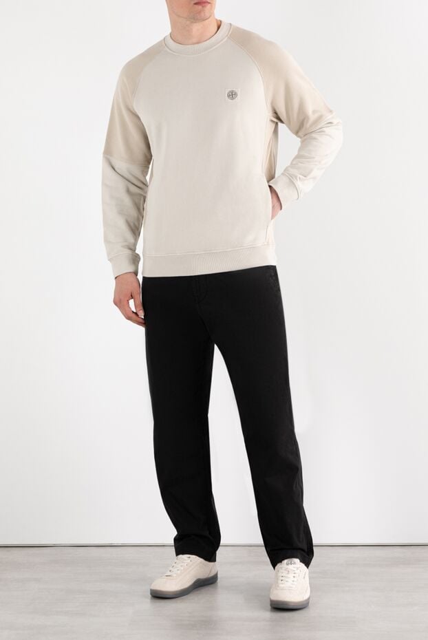 Stone Island beige cotton sweatshirt with raglan sleeves and logo 187556 - photo 2