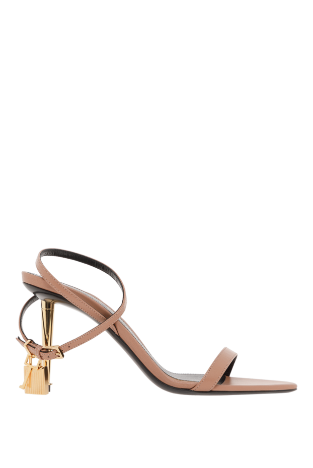 Tom Ford shiny beige leather high heel lock sandals 187591 - photo 1