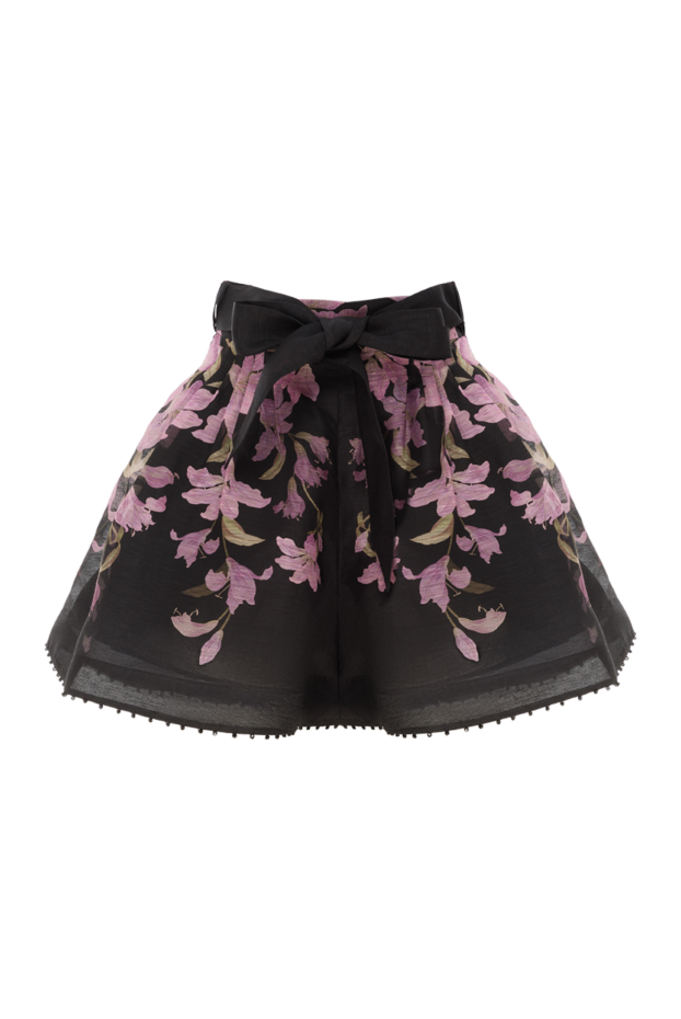 Zimmermann шорты dawning beaded tuck черного цвета с цветочным узором 187602 - фото 1