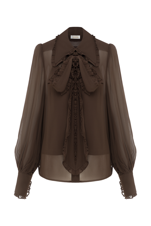 Zimmermann сорочка georgette bow з бантом із жоржету коричнева 187622 - фото 1