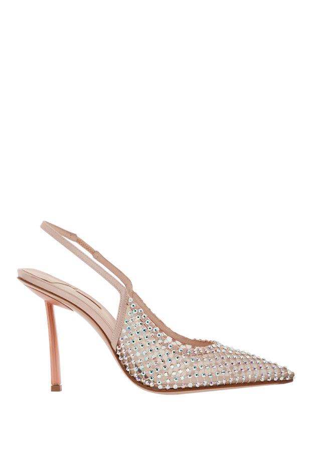 Le Silla nude gilda crystal mesh peep toe pumps 187643 - photo 1