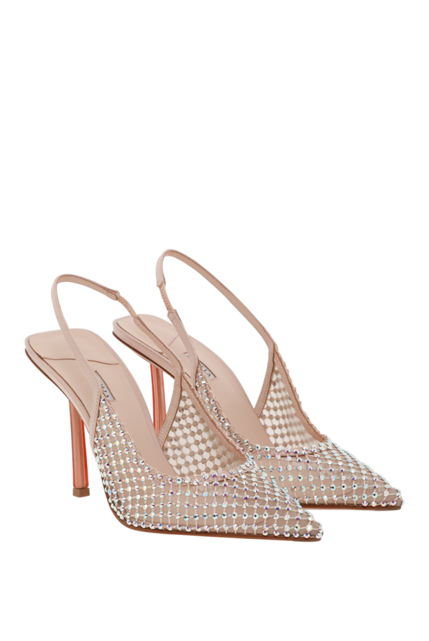 Le Silla nude gilda crystal mesh peep toe pumps 187643 - photo 3