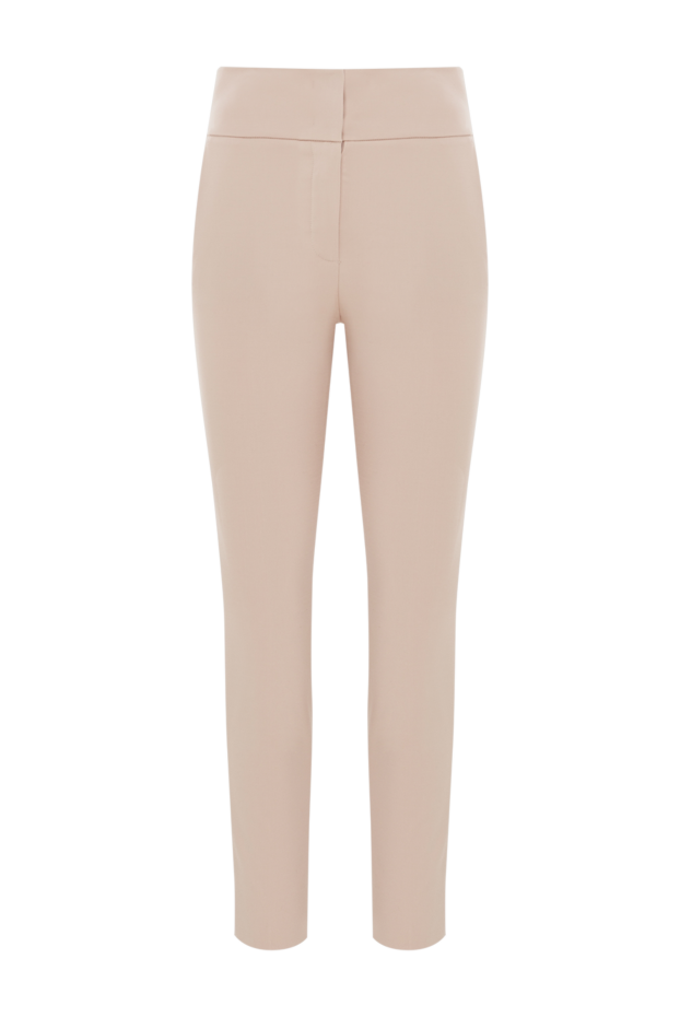 Beige women's thick cotton and viscose trousers - photo 1
