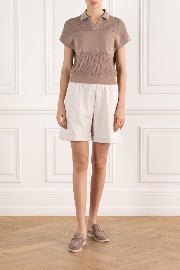 Peserico women's beige cotton shorts with cuffs 187673 - photo 2