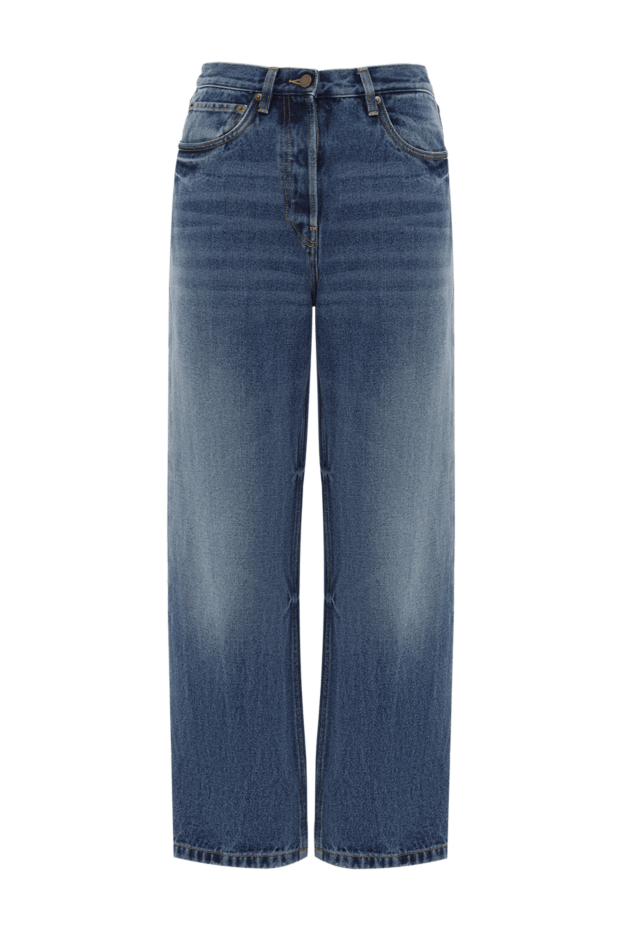 Prada жіночі джинси з ефектом потертості сині 187735 - фото 1