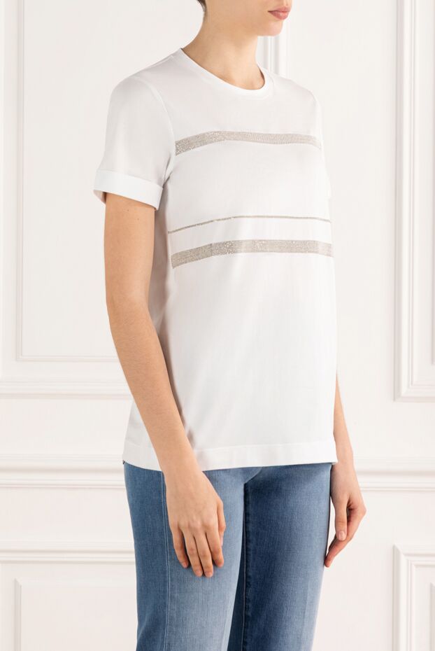 D.Exterior t-shirt with monili trim white women's 187782 - photo 3