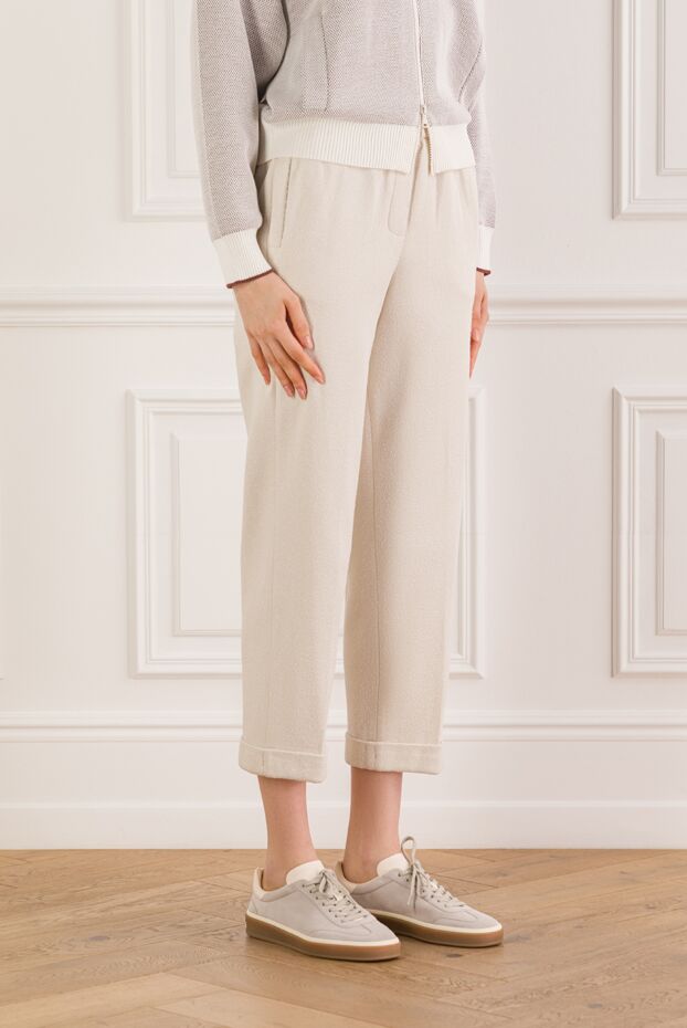 Peserico women's beige cotton trousers with cuffs 187796 - photo 3
