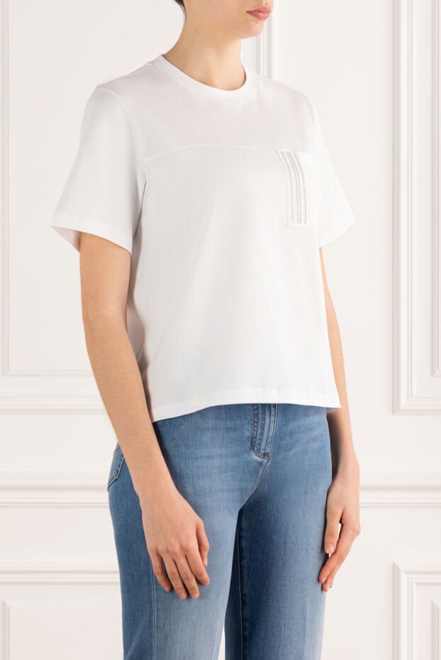 Peserico white t-shirt with cotton pocket 187801 - photo 3