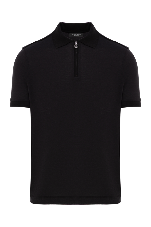 Stefano Ricci silk and cotton knitted polo with zipper, black 187834 - photo 1