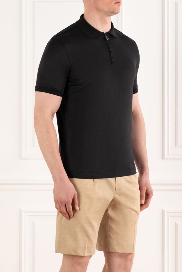 Stefano Ricci silk and cotton knitted polo with zipper, black 187834 - photo 3