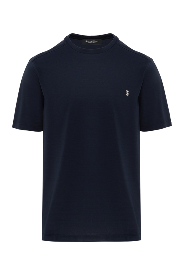 Stefano Ricci navy blue cotton t-shirt with embossed logo 187836 - photo 1