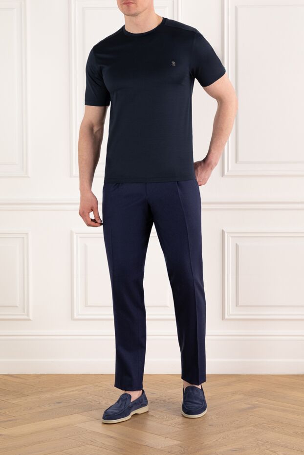 Stefano Ricci navy blue cotton t-shirt with embossed logo 187836 - photo 2