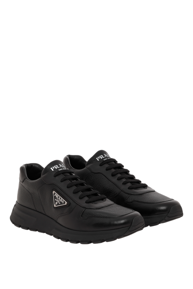Prada men's matte black leather sneakers 187875 - photo 3