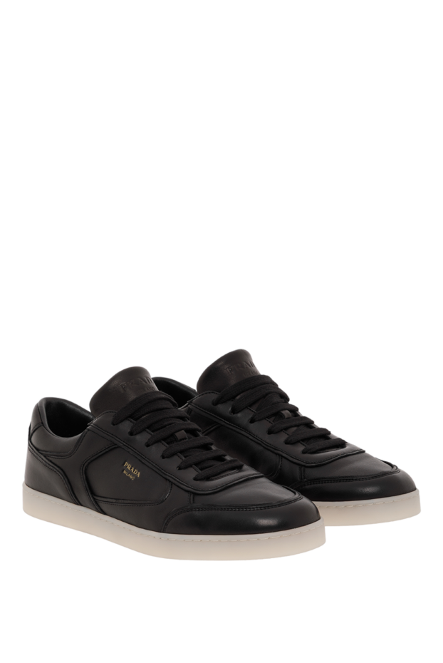 Prada men's sneakers black made of genuine leather with logo 187876 - photo 3