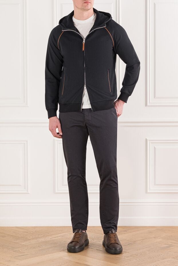 Black cotton track jacket with contrasting orange trim - photo 2
