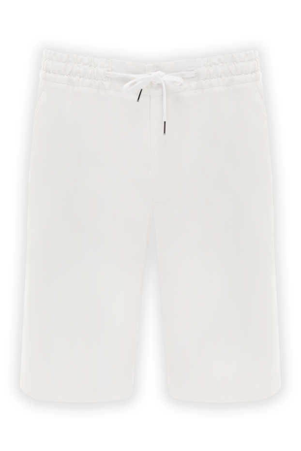 Cesare di Napoli men's bermuda shorts with drawstring in linen and wool, white 187993 - photo 1