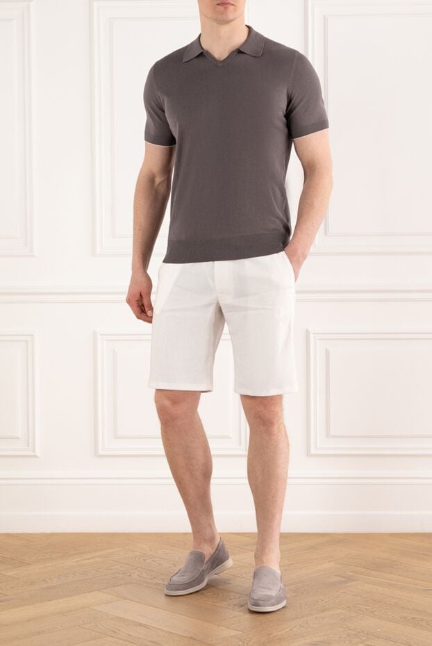Cesare di Napoli men's bermuda shorts with drawstring in linen and wool, white 187993 - photo 2