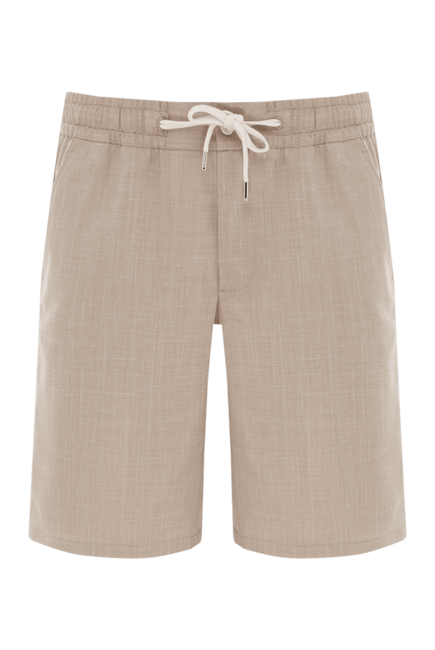 Cesare di Napoli men's bermuda shorts, beige, made from a mixture of wool, silk and linen 187997 - photo 1