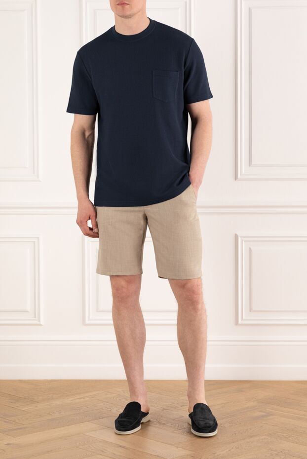 Cesare di Napoli men's bermuda shorts, beige, made from a mixture of wool, silk and linen 187997 - photo 2