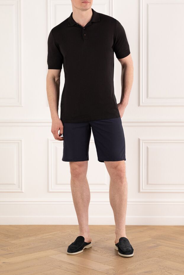 Cesare di Napoli men's blue wool bermuda shorts with drawstring 188000 - photo 2