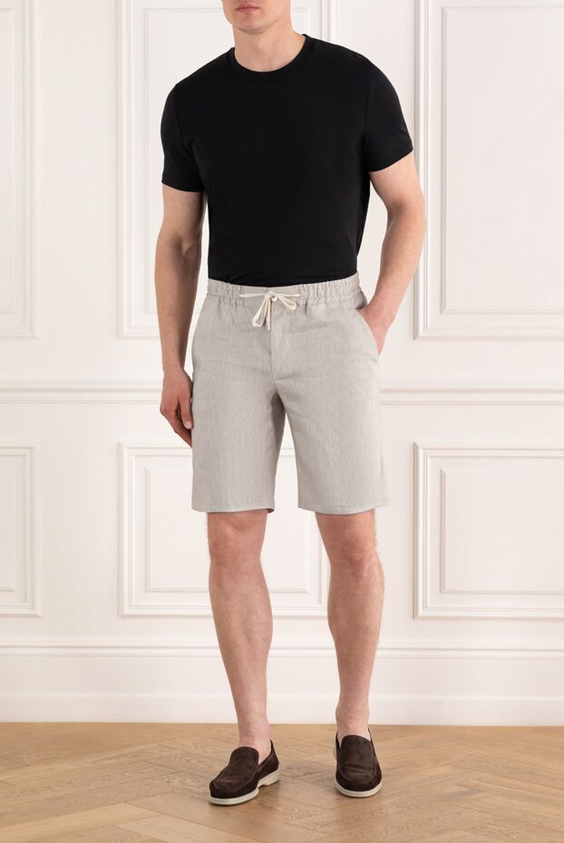 Summer men's shorts light gray with drawstring - photo 2