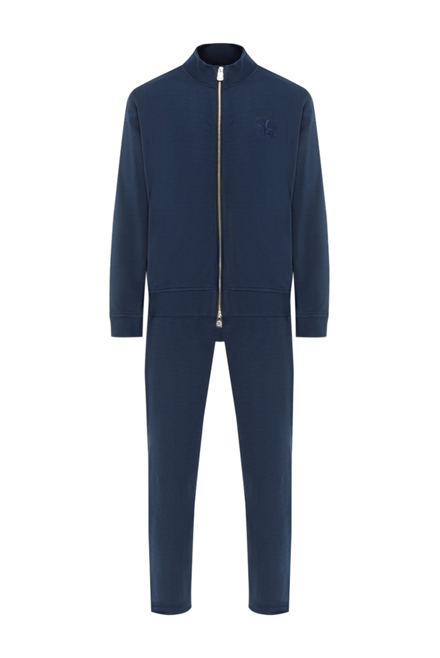 Billionaire dark blue soft cotton suit with a hood and zip-up closure 188028 - photo 1