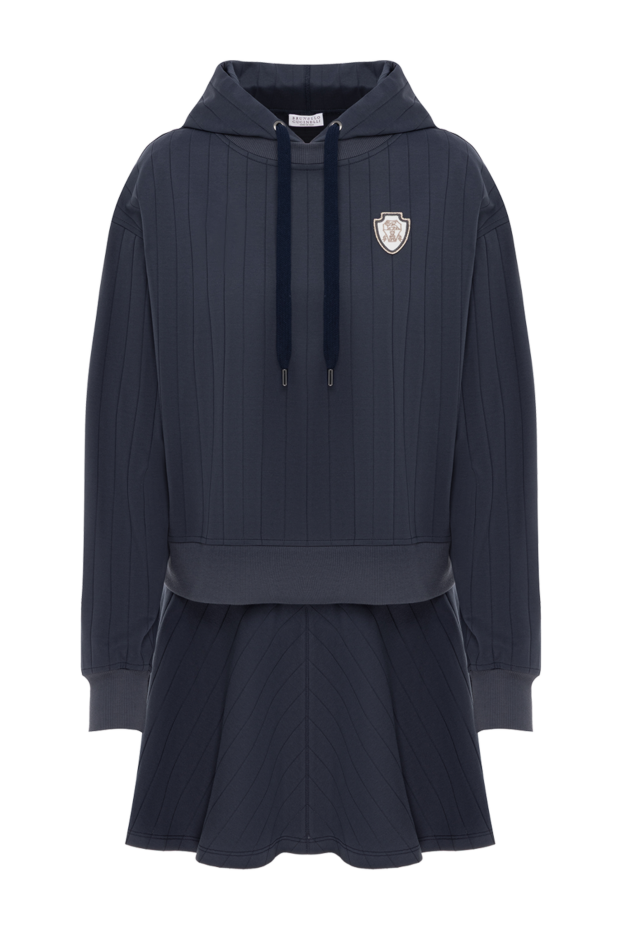 Brunello Cucinelli синий костюм с юбкой из хлопка женский 188043 - фото 1