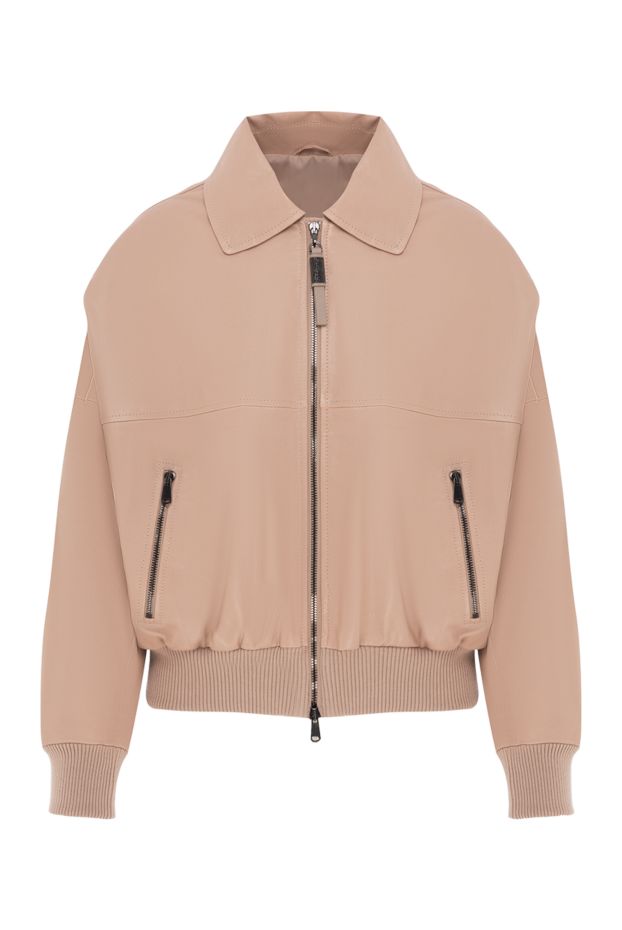 Brunello Cucinelli women's beige leather jacket with monili chain 188046 - photo 1