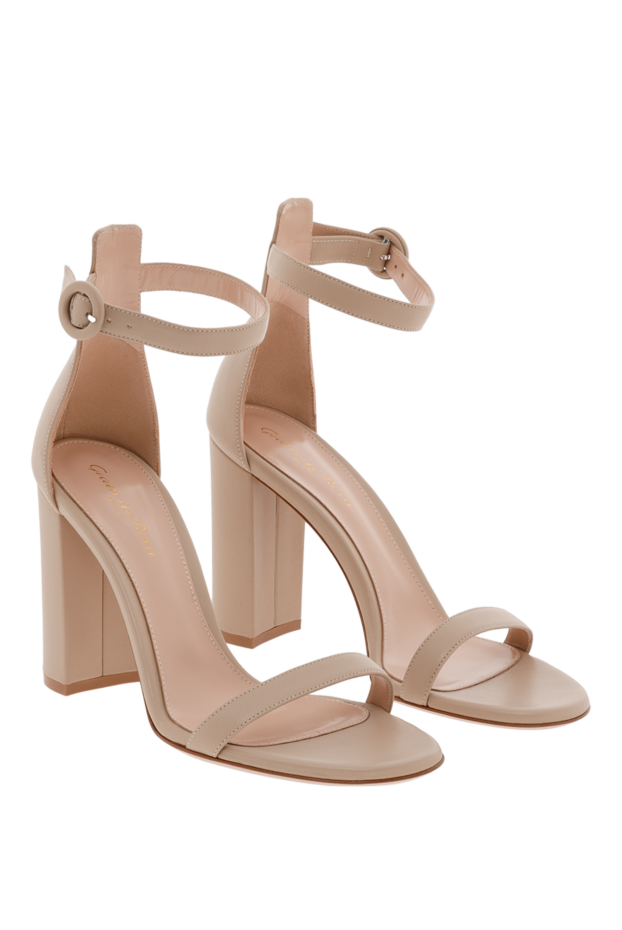 Gianvito Rossi gaeta nappa leather sandals with thick heel in beige 188063 - photo 3