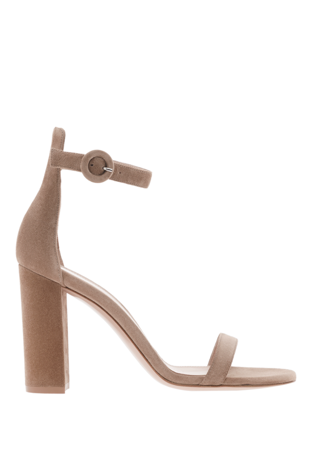 Gianvito Rossi gaeta suede sandals with thick beige heel 188067 - photo 1