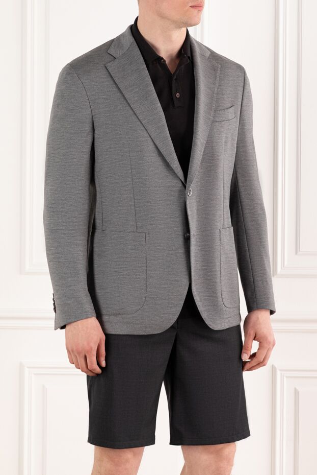 Sartoria Latorre gray men's single-breasted wool and cotton jacket 188100 - photo 3
