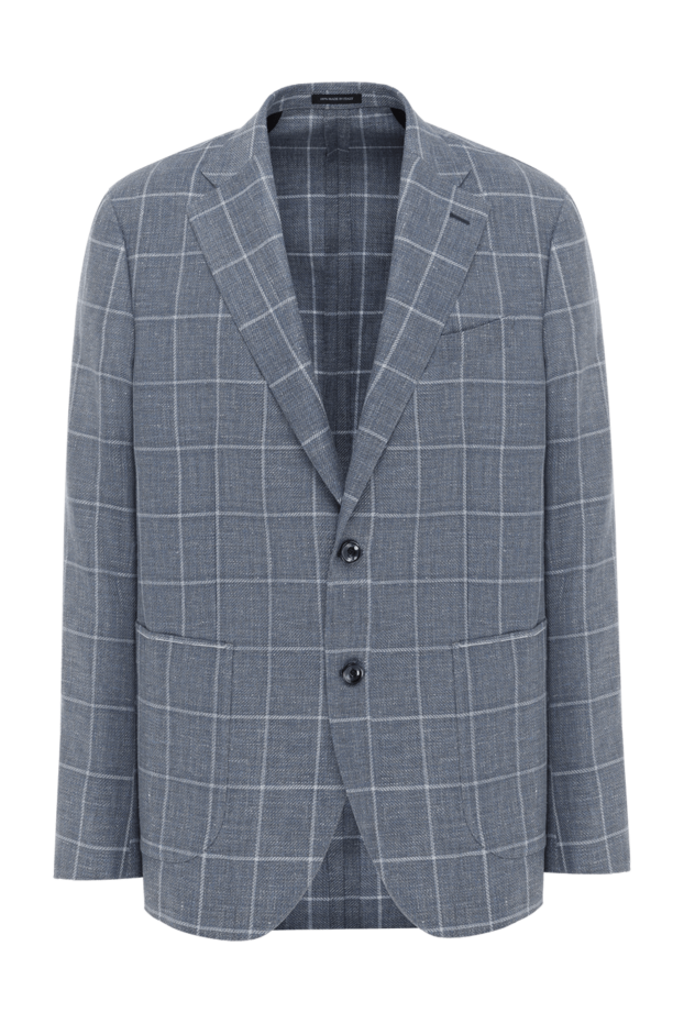 Sartoria Latorre gray-blue checkered jacket for men made of linen and wool 188101 - photo 1
