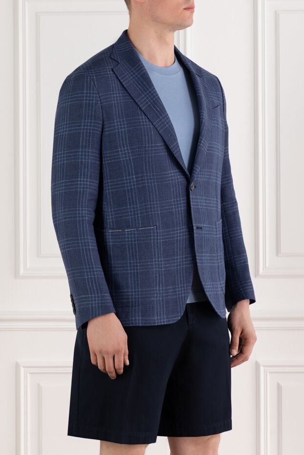 Sartoria Latorre blue checkered wool and linen jacket 188117 - photo 3
