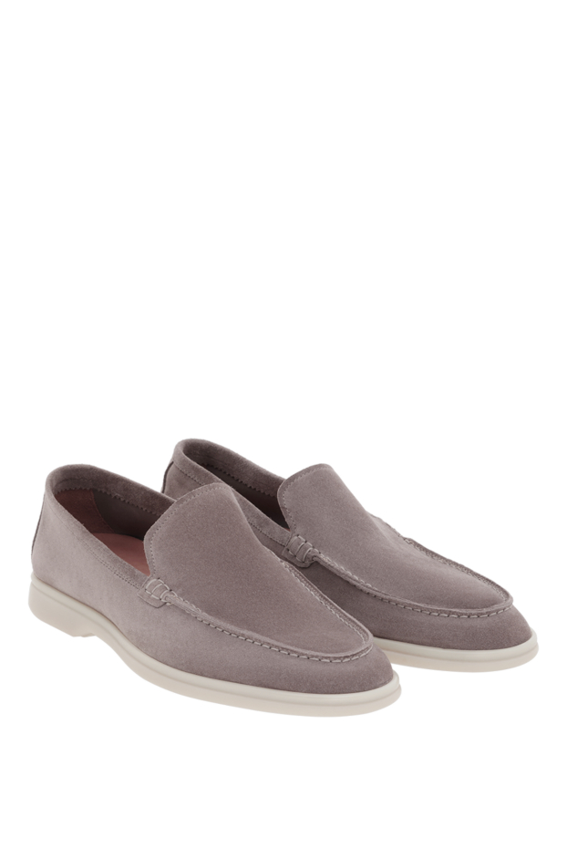 Cesare di Napoli men's loafers casimiro suede beige with white sole 188132 - photo 2