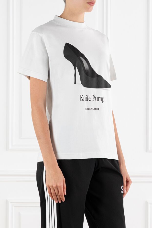Balenciaga knife pump women's white cotton t-shirt 188147 - photo 3