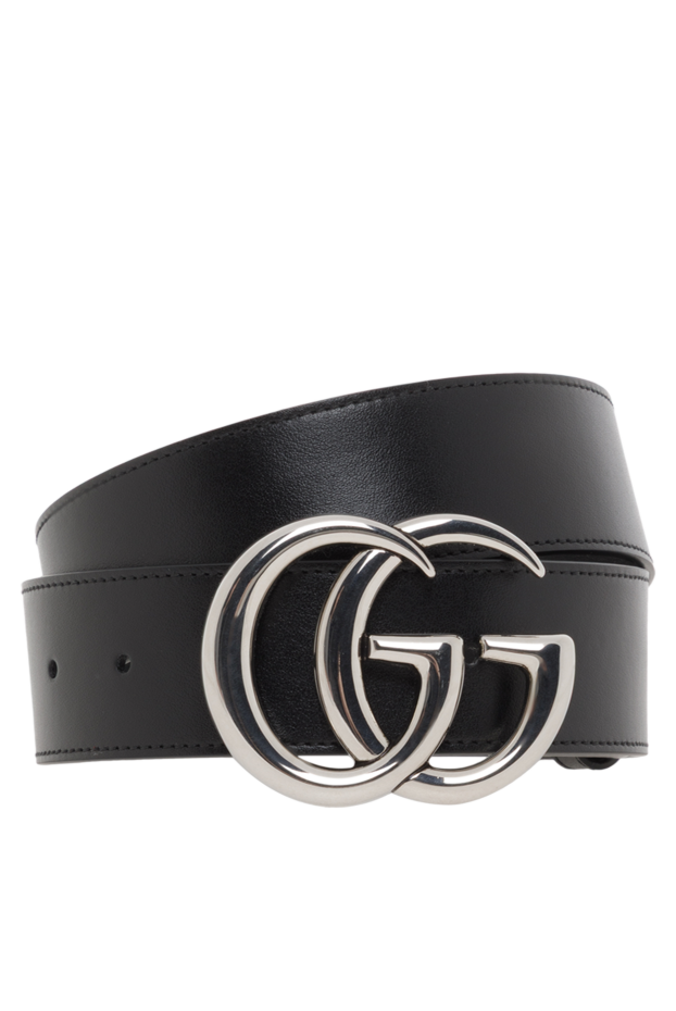 Gucci жіночий широкий ремінь із чорної шкіри з gg marmont 188173 - фото 1