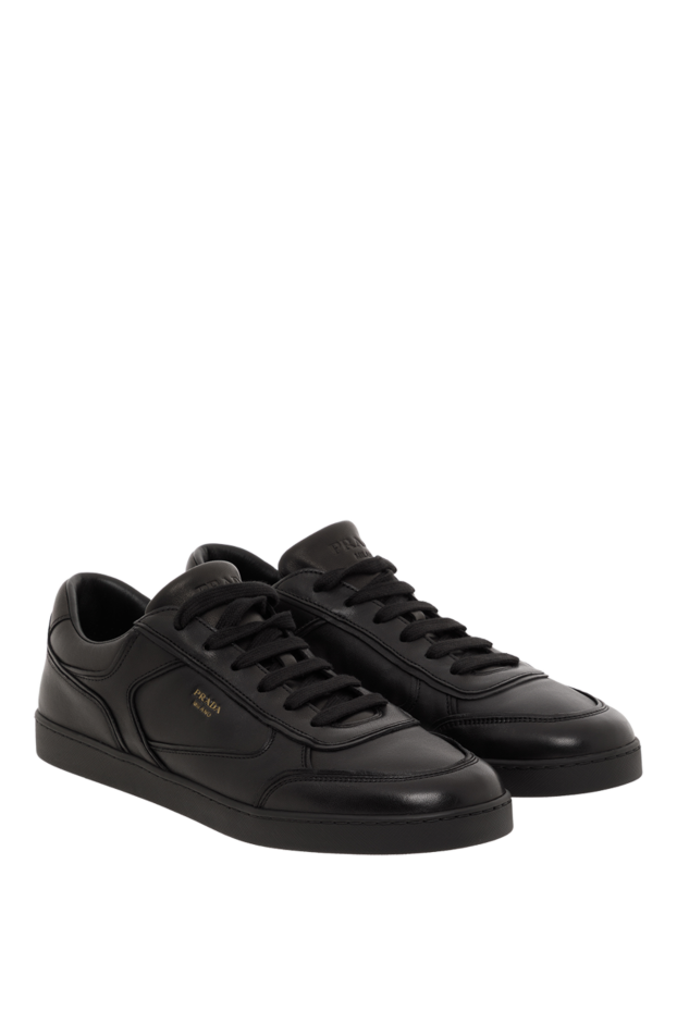 Prada leather sneakers with inserts black men's 188179 - photo 3
