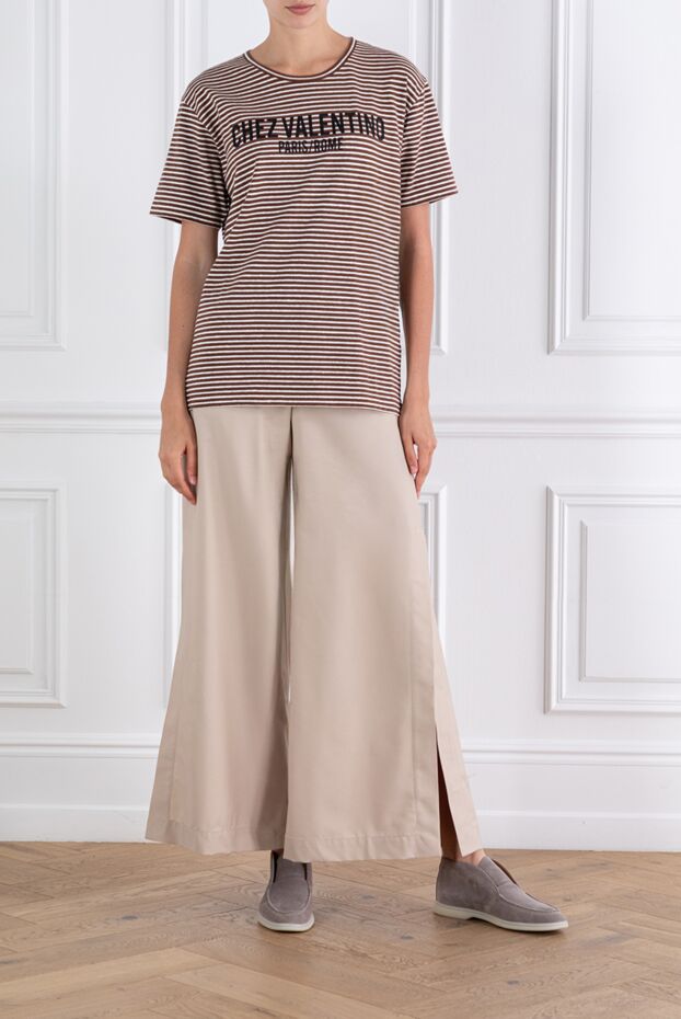 Valentino chez print t-shirt in brown stripes 188183 - photo 2