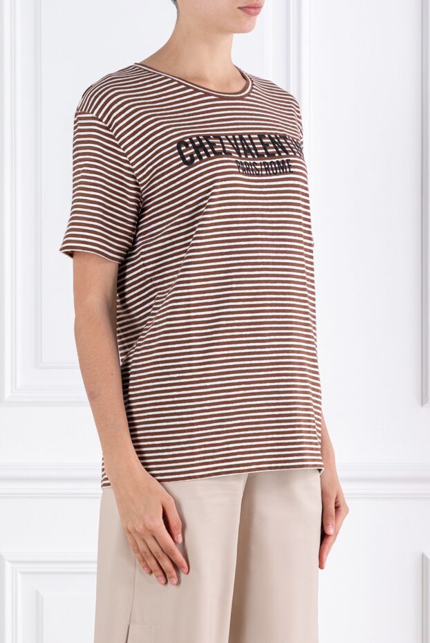 Valentino chez print t-shirt in brown stripes 188183 - photo 3