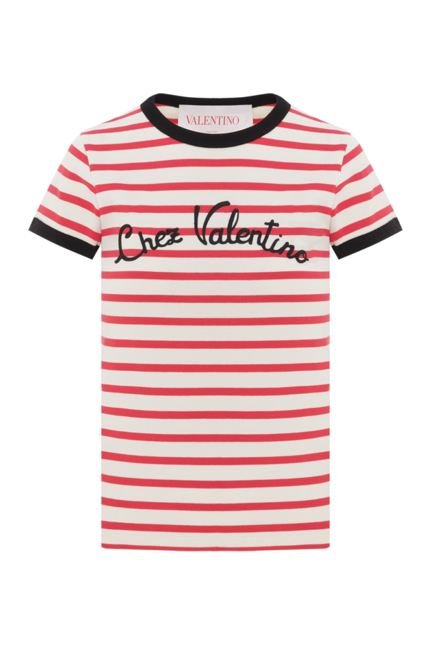 Valentino chez print t-shirt in red stripes with contrast trim 188187 - photo 1