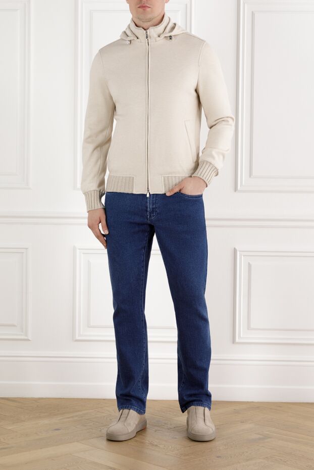 Enrico Mandelli beige bomber jacket with hood men's cashmere 188241 - photo 2