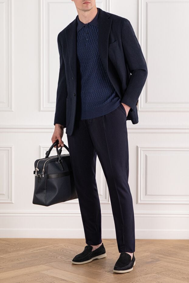 Enrico Mandelli deep blue cashmere jacket with textured surface 188243 - photo 2