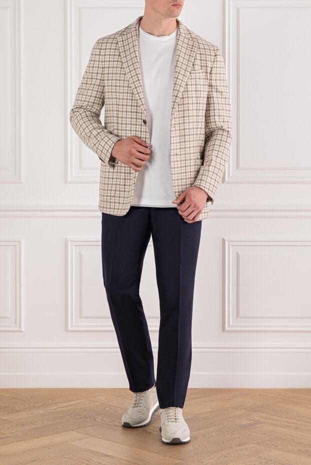 Enrico Mandelli light beige cashmere jacket with a checkered pattern 188244 - photo 3