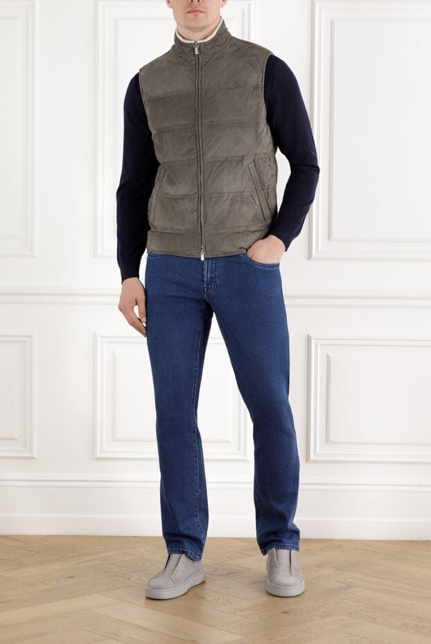 Enrico Mandelli quilted suede vest gray with zipper 188246 - photo 2
