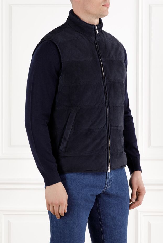 Enrico Mandelli quilted suede vest blue with zipper 188247 - photo 3