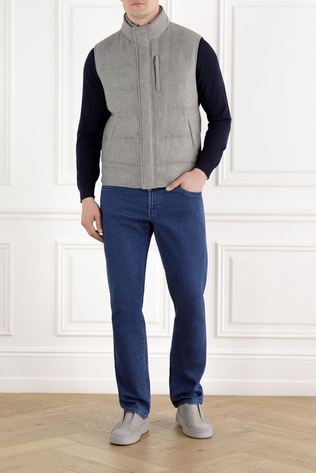 Enrico Mandelli men's warm vest made of wool and cashmere in gray 188251 - photo 2