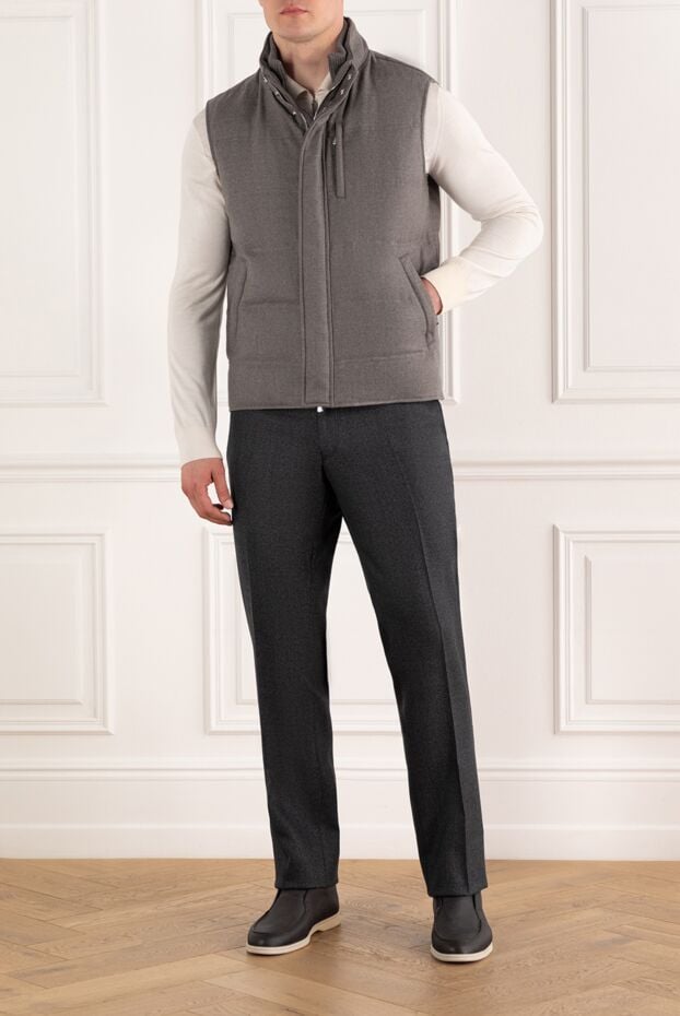 Enrico Mandelli men's warm vest made of wool and cashmere in dark gray 188252 - photo 2